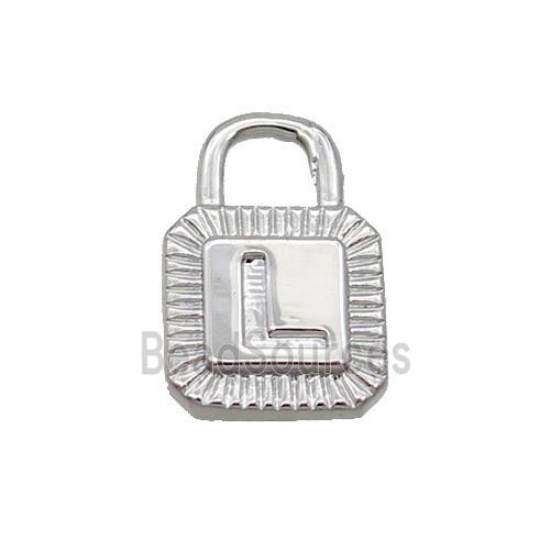 Copper Lock Pendant L-Letter Platinum Plated