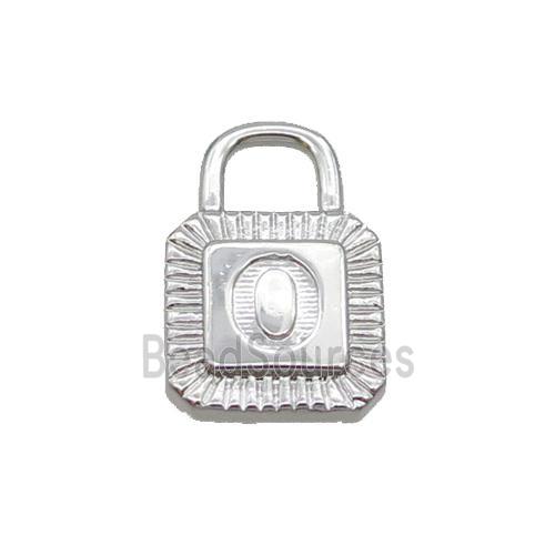 Copper Lock Pendant O-Letter Platinum Plated