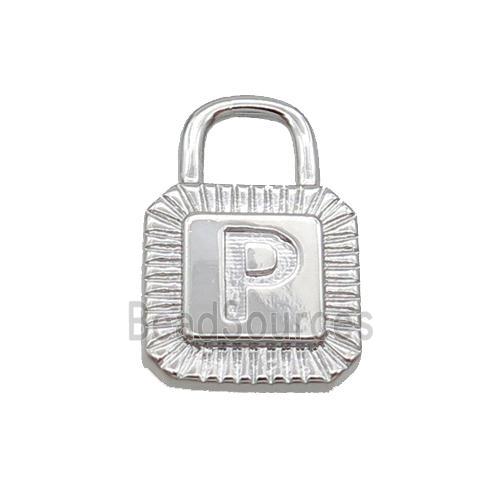 Copper Lock Pendant P-Letter Platinum Plated