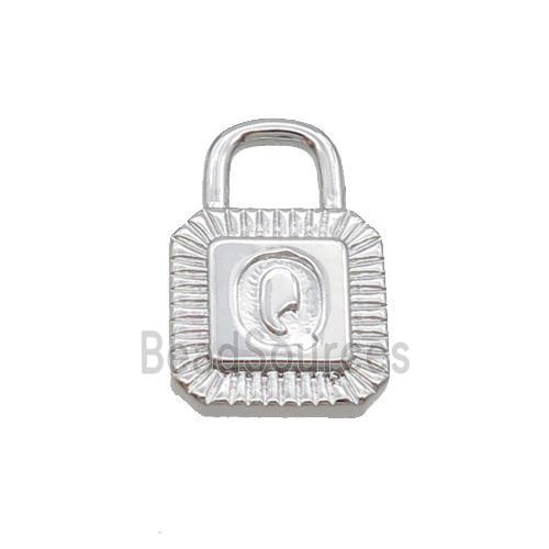 Copper Lock Pendant Q-Letter Platinum Plated