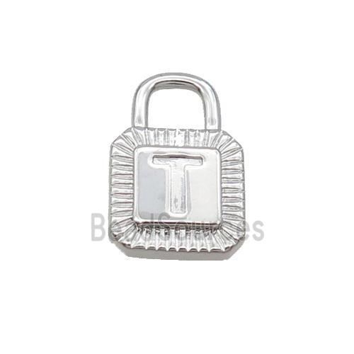 Copper Lock Pendant T-Letter Platinum Plated