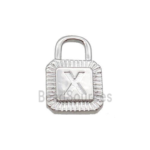 Copper Lock Pendant X-Letter Platinum Plated