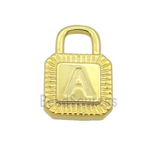 Copper Lock Pendant A-Letter Gold Plated