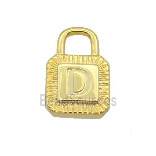 Copper Lock Pendant D-Letter Gold Plated