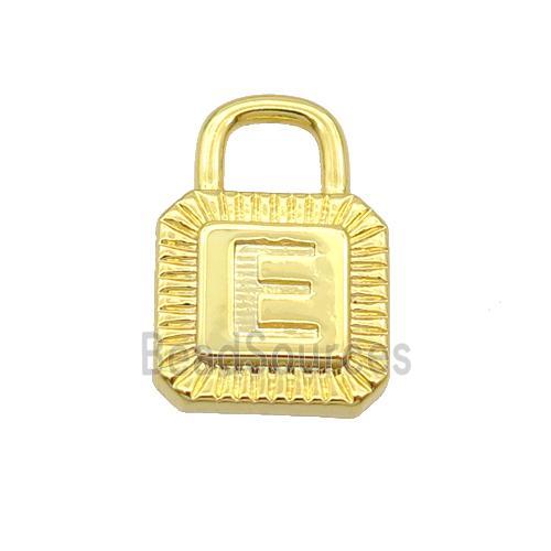 Copper Lock Pendant E-Letter Gold Plated