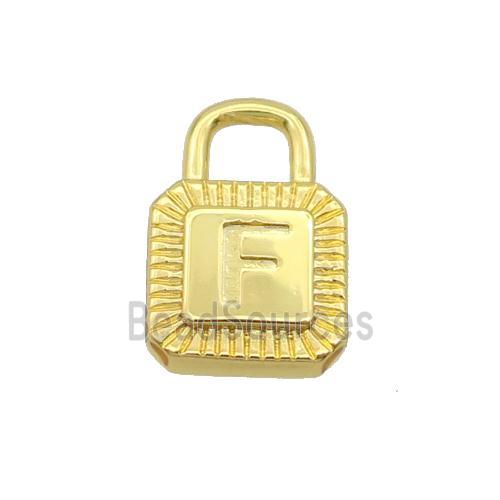 Copper Lock Pendant F-Letter Gold Plated