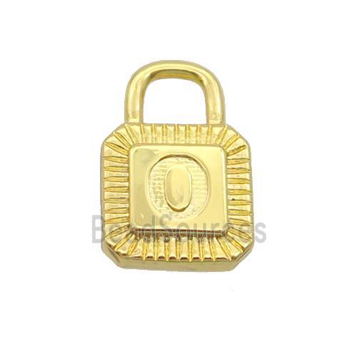 Copper Lock Pendant O-Letter Gold Plated