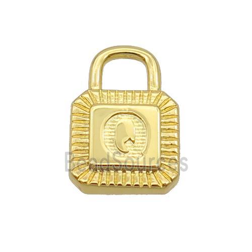 Copper Lock Pendant Q-Letter Gold Plated