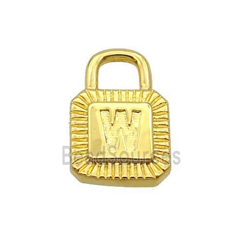 Copper Lock Pendant W-Letter Gold Plated