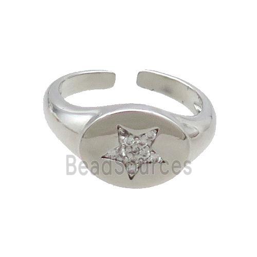 Copper Ring Pave Zircon Star Platinum Plated