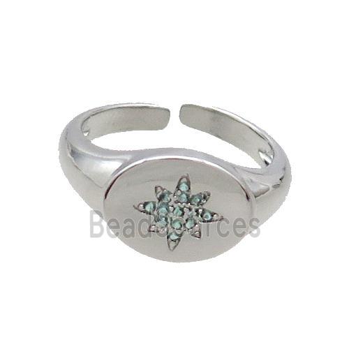 Copper Ring Pave Zircon NorthStar Platinum Plated