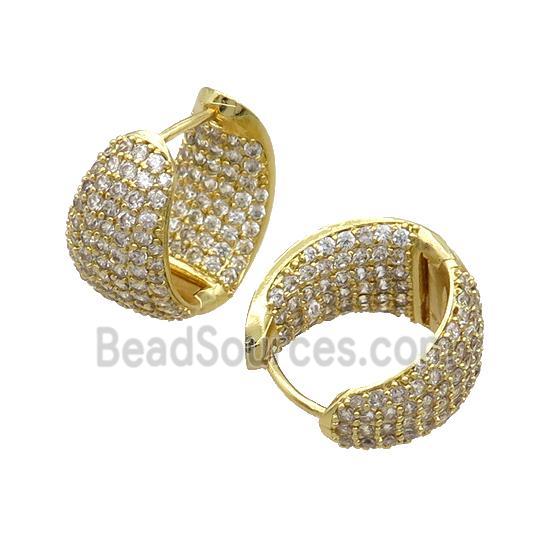 Copper Hook Earring Pave Zircon Gold Plated