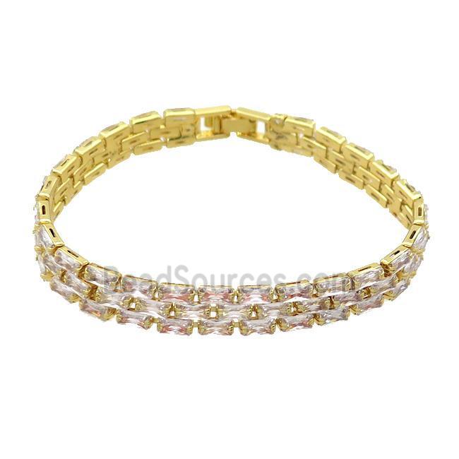 Copper Bracelet Pave Zircon Gold PLated