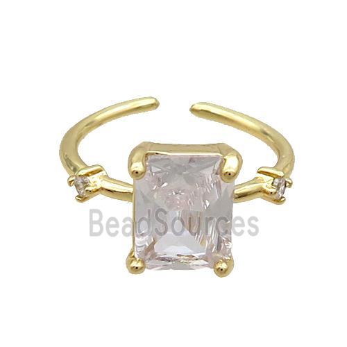 Copper Ring Pave Crystal Glass Gold Plated