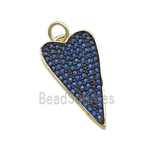 Copper Arrowhead Pendant Pave Blue Zircon Gold Plated