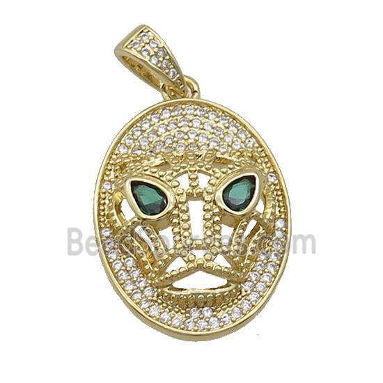 Copper Pendant Leopard Pave Zircon Oval Gold Plated