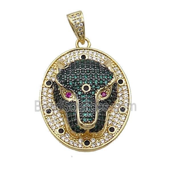 Copper Pendant Leopard Pave Zircon Oval Gold Plated