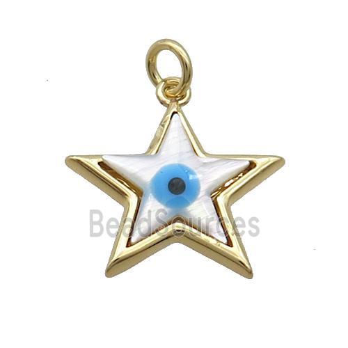 Copper Star Pendant Pave Shell Evil Eye Gold Plated