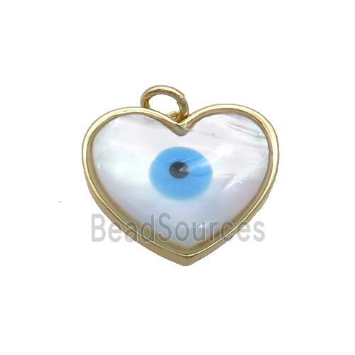 Copper Heart Pendant Pave Shell Evil Eye Gold Plated