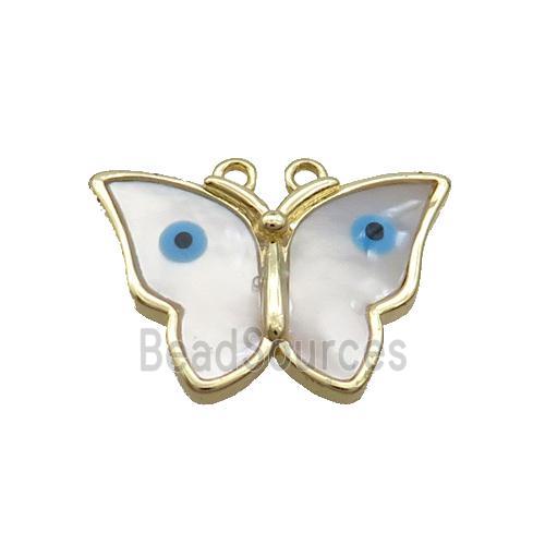 Copper Butterfly Pendant Pave Shell Evil Eye Gold Plated