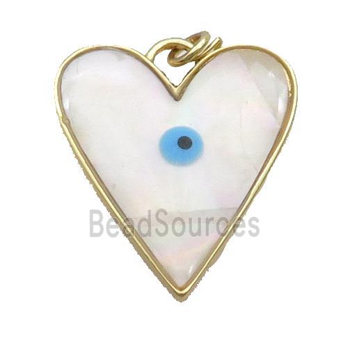 Copper Heart Pendant Pave Shell Evil Eye Gold Plated