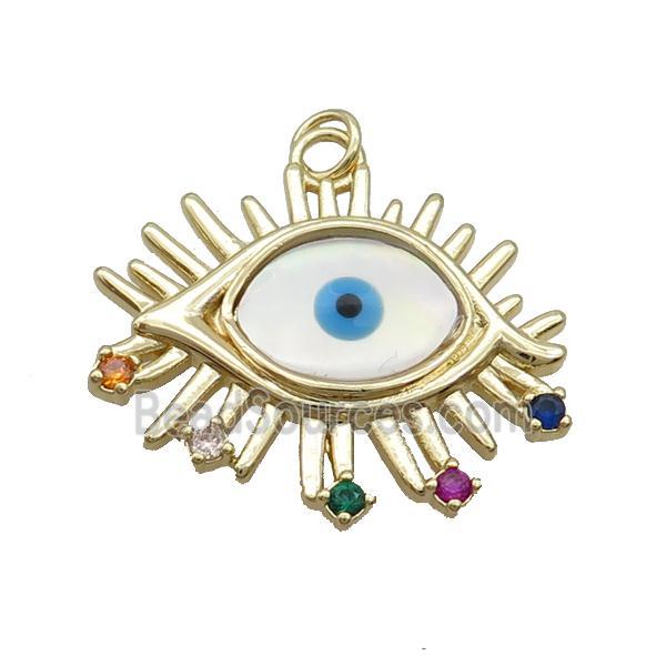 Copper Eye Pendant Pave Shell Evil Eye Gold Plated