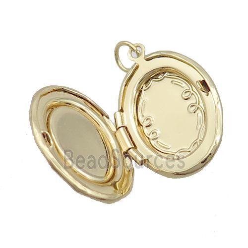 Copper Oval Pendant Pave Shell Evil Eye Gold Plated