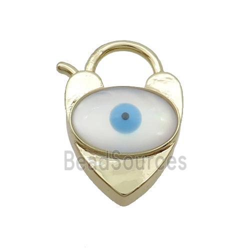 Copper Lobster Clasp Pave Shell Evil Eye Gold Plated