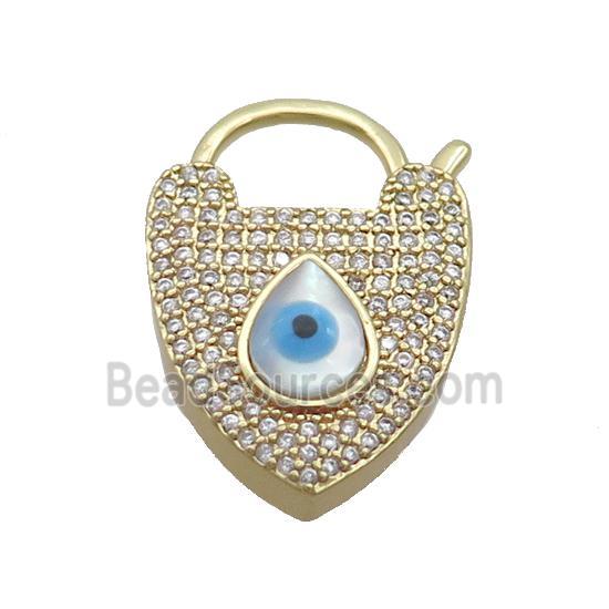 Copper Lobster Clasp Pave Zircon Shell Evil Eye Gold Plated