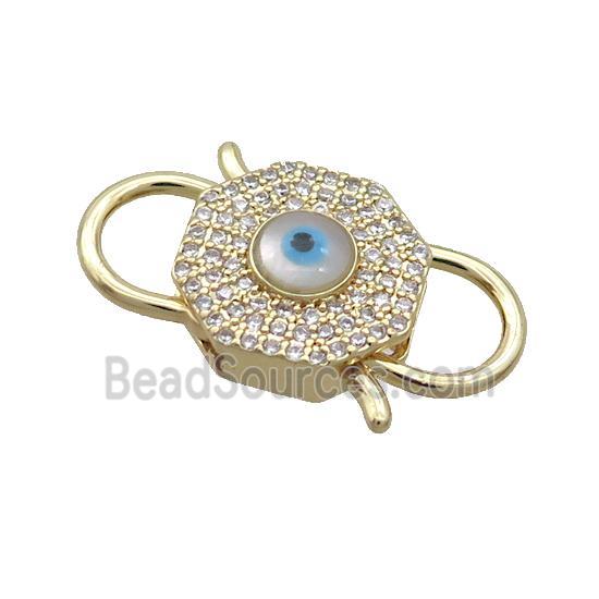 Copper Lobster Clasp Pave Zircon Shell Evil Eye Gold Plated