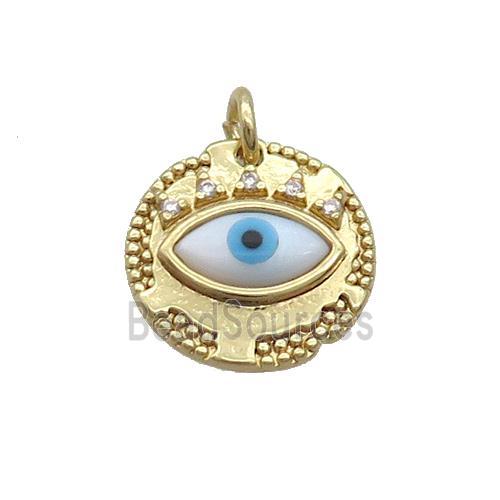 Copper Eye Pendant Pave Shell Evil Eye Gold Plated