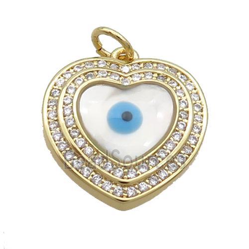 Copper Heart Pendant Pave Zircon Shell Evil Eye Gold Plated