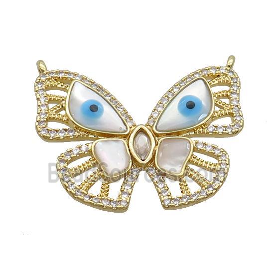 Copper Butterfly Pendant Pave Zircon Shell Evil Eye Gold Plated