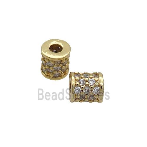 Copper Tube Beads Pave Zircon Gold Plated