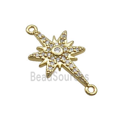 Copper Northstar Connector Pave Zircon Gold Plated