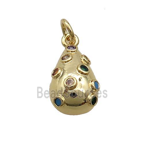 Copper Teardrop Pendant Pave Zircon Gold Plated