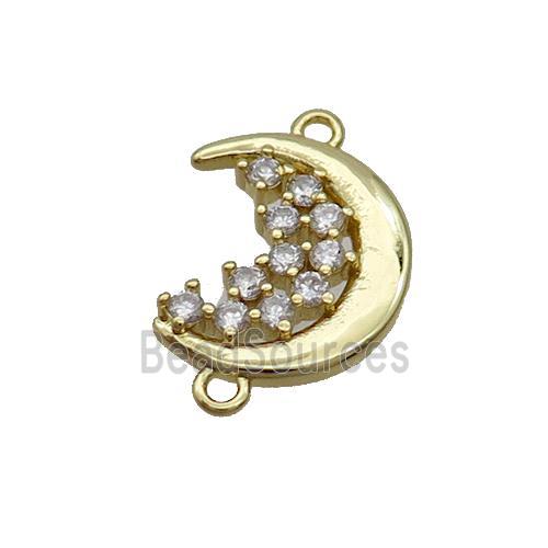 Copper Moon Connector Pave Zircon Gold Plated