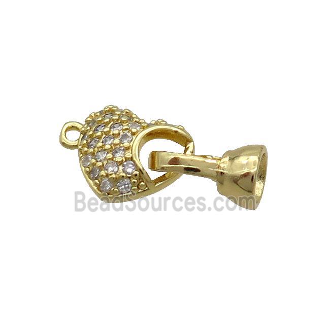 Copper Clasp Pave Zircon Heart Gold Plated