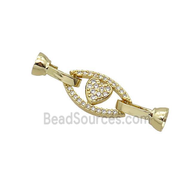 Copper Clasp Pave Zircon Heart Gold Plated