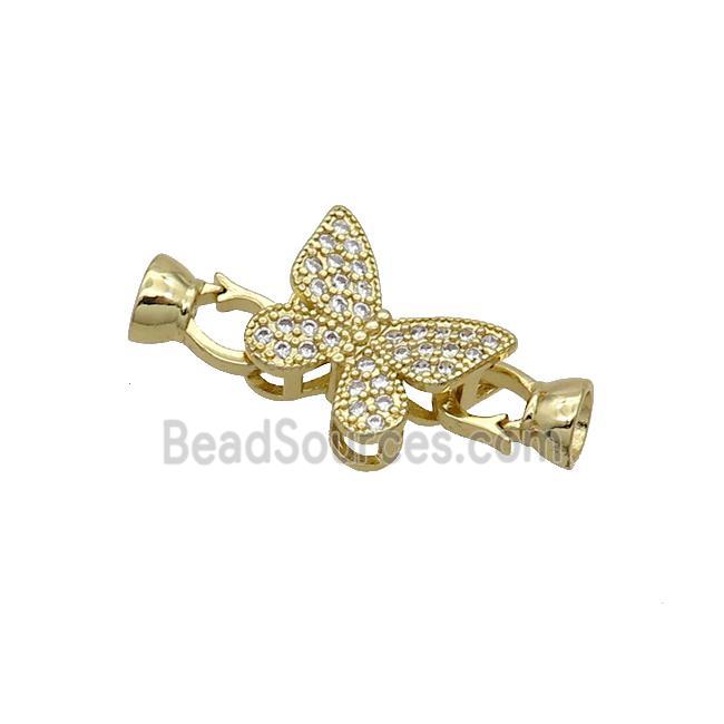 Copper Clasp Pave Zircon Butterfly Gold Plated