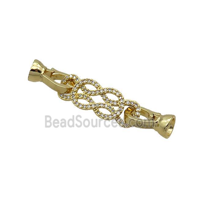 Copper Clasp Pave Zircon Knot Gold Plated