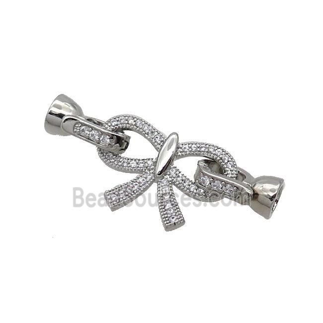 Copper Clasp Pave Zircon Bowknot Platinum Plated