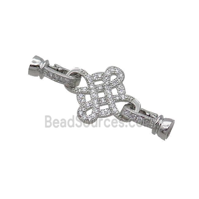 Copper Clasp Pave Zircon Bowknot Platinum Plated