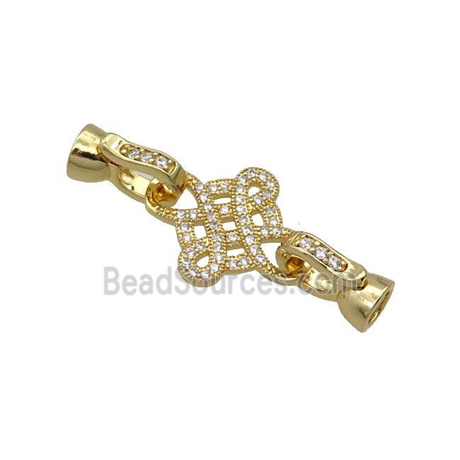 Copper Clasp Pave Zircon Bowknot Gold Plated