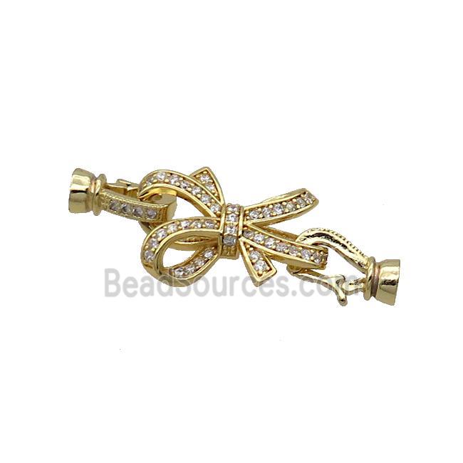 Copper Clasp Pave Zircon Bowknot Gold Plated