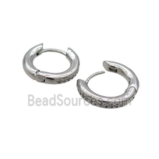 Copper Hoop Earring Pave Zircon Platinum Plated