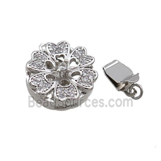 Copper Clasp Pave Zircon Slide Platinum Plated