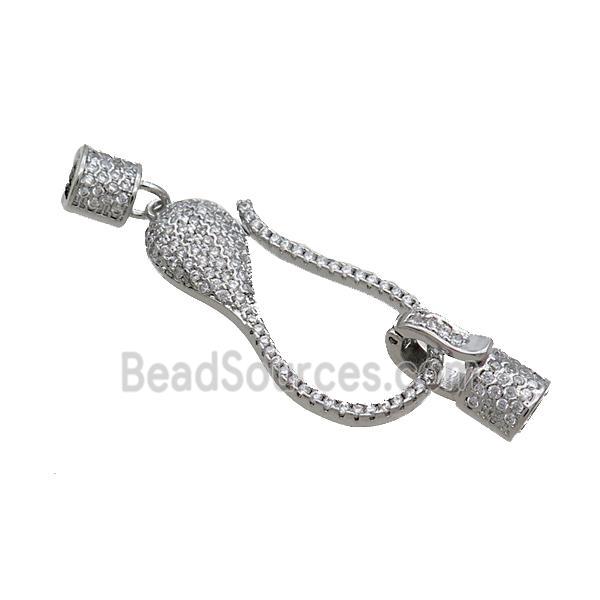 Copper Clasp Pave Zircon Platinum Plated