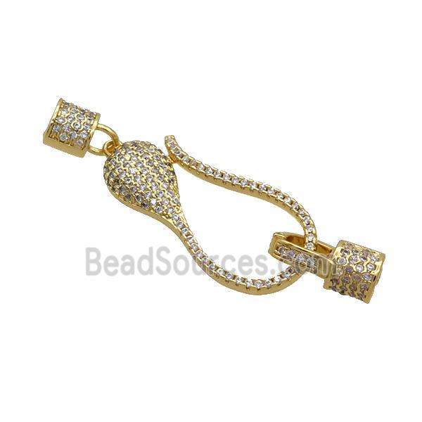 Copper Clasp Pave Zircon 18K Gold