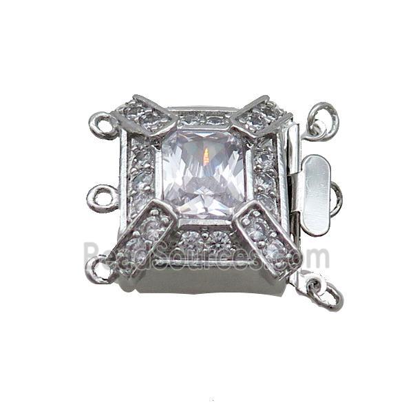 Copper Clasp Pave Zircon Slide Platinum Plated